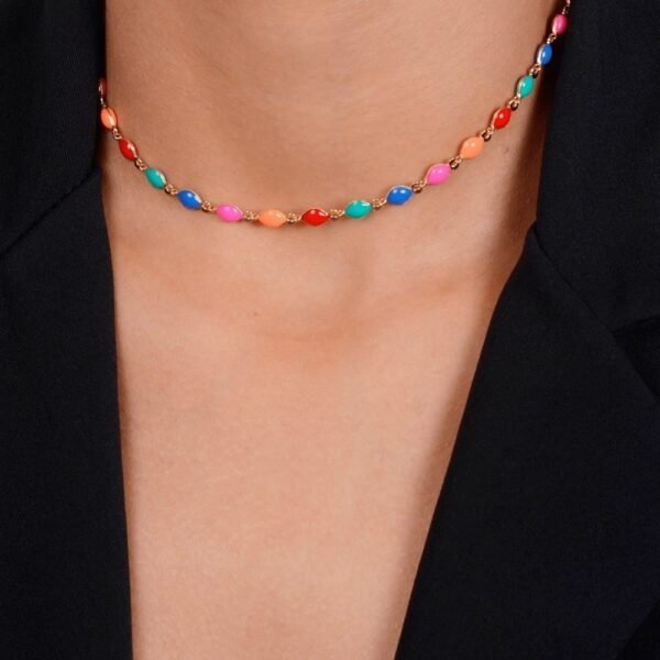 Chocker Dourada Colorida com Extensor - Imagem 2