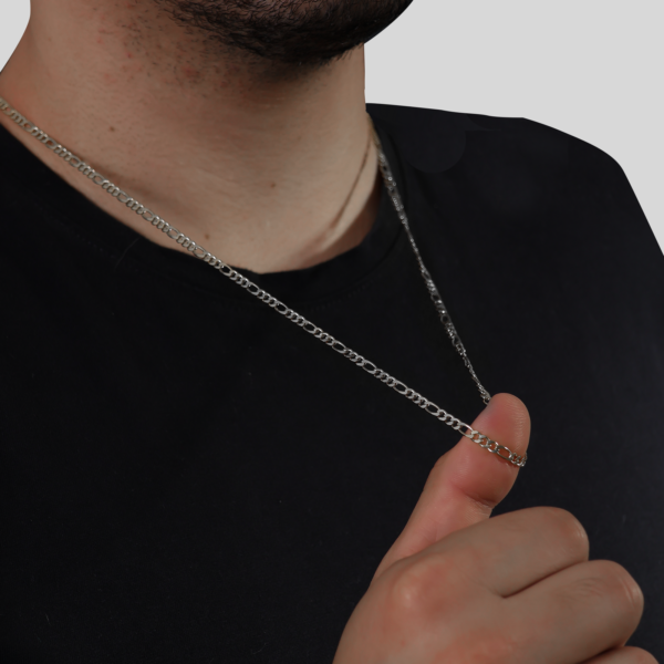 Corrente Prateada Masculina Elo 3 por 1 - Imagem 2