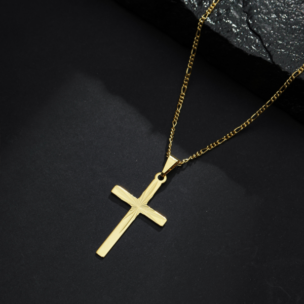 Pingente Dourado Masculino de Cruz - Imagem 3