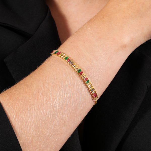 Pulseira Dourada de Pedras Coloridas - Imagem 2