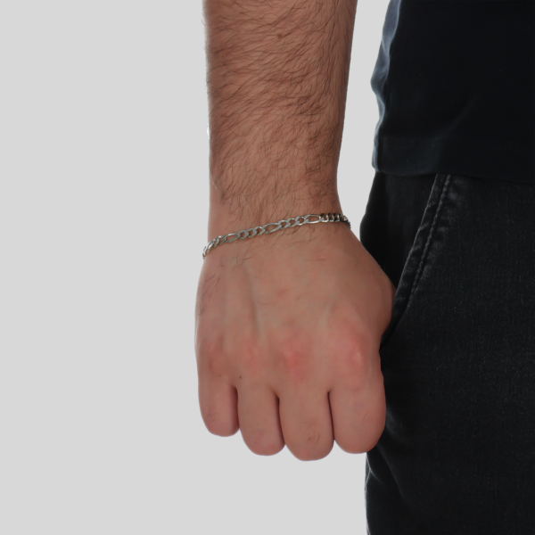 Pulseira Prateada Masculina Elo 3 por 1 - Imagem 2
