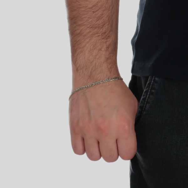 Pulseira Prateada Masculina Elo 3 por 1 - Imagem 2