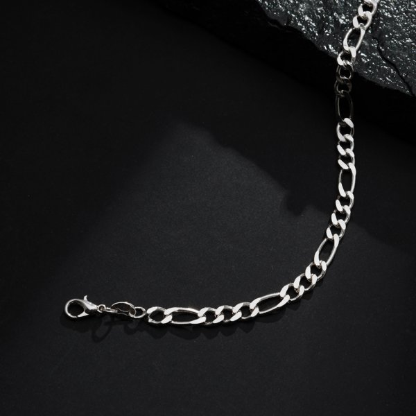 Pulseira Prateada Masculina Elo 3 por 1 - Imagem 3