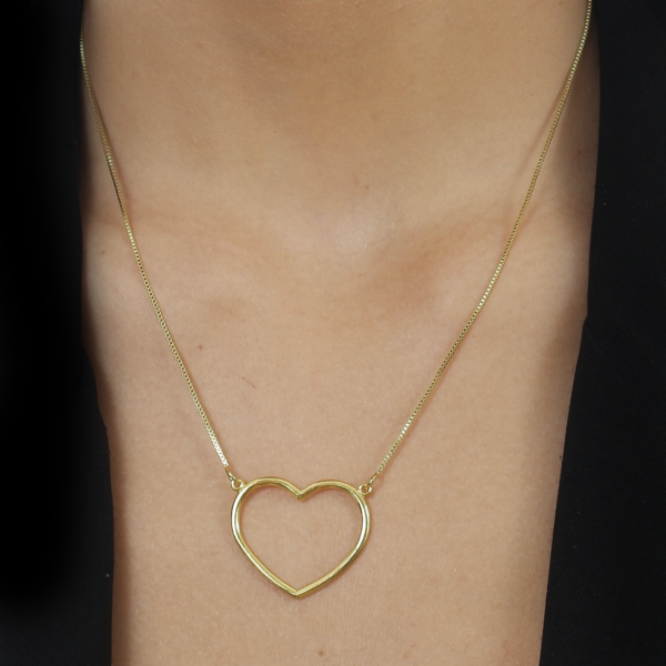 Colar Dourado de Coração Vazado Arco - Imagem 2