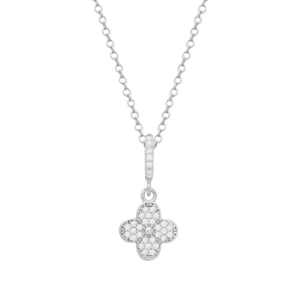 Conjunto Prateado de Trevo Cravejado de Zircônia - Imagem 4
